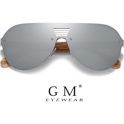 GM Wooden Vintage Sunglasses Men Polarized Flat Lens Rimless Square Frame Women Sun Glasses Oculos Gafas With Wooden Box S2251
