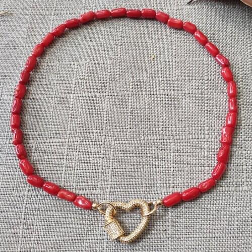 Women charming red coral beaded necklace handmade high quality wedding banquet accessories exaggerated spiral button pendant