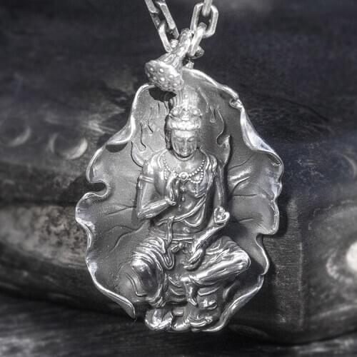Solid 999 Sterling Silver handmade Buddha amulet women mens pendant Charm jewelry A5688