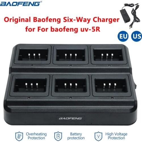 Baofeng Original Multi Rapid Six Way Charger for BF-UV5R Series UV-5A UV-5RE DM-5R Plus Walkie Talkie