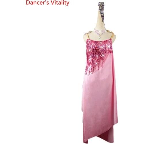 Latin Dance Dress Sling Sequins Skirt Performance Clothes Profession Custom Adult Child Rumba Cha cha Competition Clothing