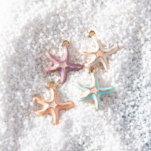 10Pcs Enamel Gold Color Starfish Charms Pendant for Jewerly Making Bracelet Women Earrings Necklace Accessories Findings Craft