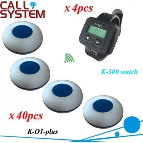 Restaurant Waiter Calling System For Guest Paging use in Cafe, 40 Tablel Bell K-O1-plus W 4pcs Wrist Watch