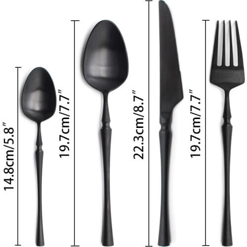 Stainless Steel Dinnerware Black Cutlery set Metal Dinner Knife fork Teaspoon Christmas Gift Silverware Fruit Forks Steak knive