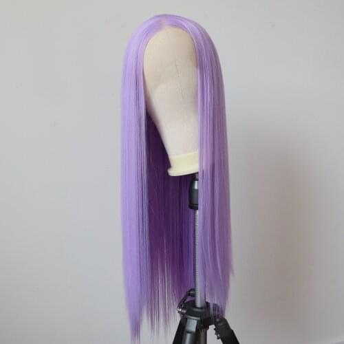 Light Purple Wig Synthetic Lace Front Wigs for Women Heat Resistant Fiber Hair Straight Womens Long Wigs