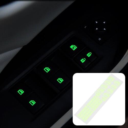 Car Door Window Luminous Button Sticker Car Accessories for VW golf polo skoda octavia peugeot 307 ford focus volvo fiat 500