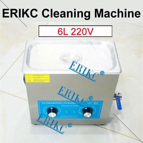 ERIKC 6L 220V Timer Temperature Setting Ultrasonic Cleaner Bath For Cleanning diesel engine spare parts E1024046