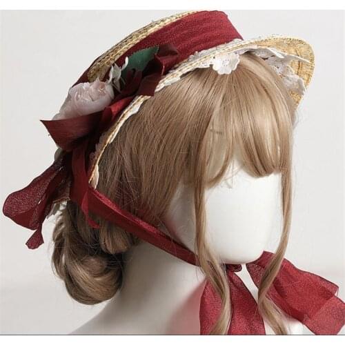 Mori Girl Lolita Lace Straw Hat Gorgeous Elegant Tea Party Flat Cap Multilayer Lace Bonnet Hat B1729