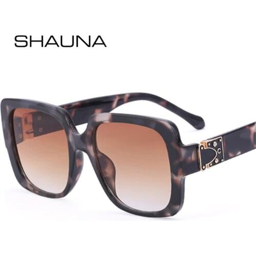 SHAUNA Fashion Oversized Square Women Sunglasses Retro Gradient Shades UV400 Brand Designer Men Leopard Sun Glasses