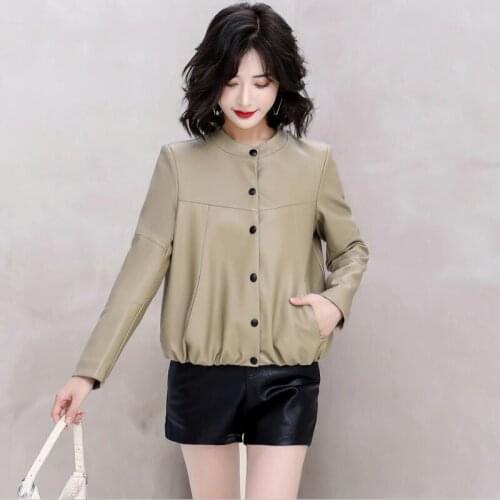 Plus Size Womens Leather Coat Spring 2021 New Leather Jacket Women Clothing Short Slim Motorcycle Coats Female Jackets Black