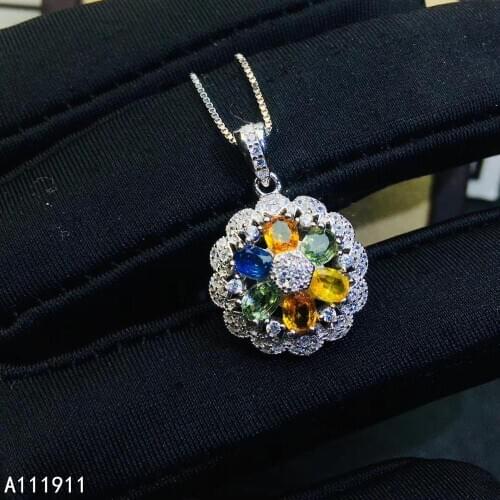 KJJEAXCMY fine jewelry 925 sterling silver inlaid Natural colored sapphire classic Womens pendant necklace supports test trendy