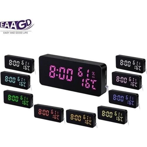 1Set Digital Alarm Clock Mirror LED Digital Desk Clock With Time Temperature Adjustable Brightness Voice Control digital clock