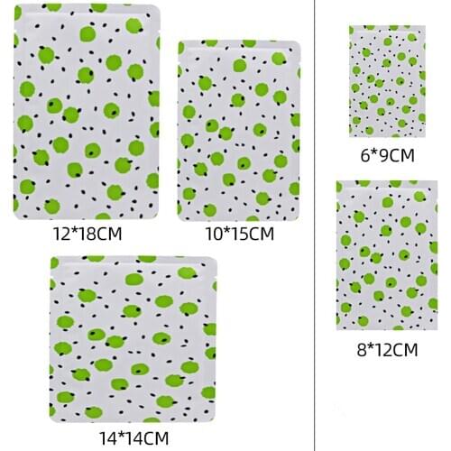 1000Pcs Green Dots Flat Top Pouches Pure Aluminum Foil Heat Seal Recyclable Package Bag Beans Nuts Tear Notch Storage Bag