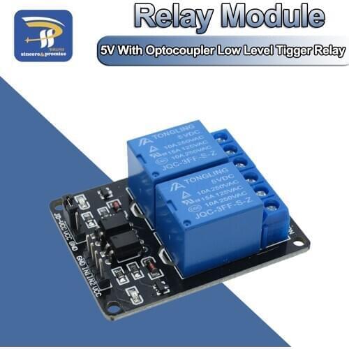 5V 2 Channel Relay Module Low Level Triggered 2-Way 2CH Relay Module with Optocoupler Expansion for Arduino