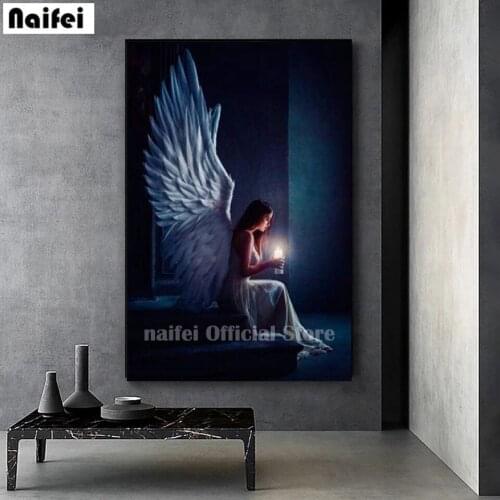 5D Diamond Embroidery Beautiful Meditating Angel Full Square/Round Diamond Painting DIY Cross Stitch Kit Mosaic Wall Art Decor