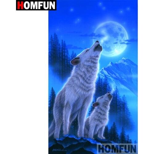 HOMFUN Full Square/Round Drill 5D DIY Diamond Painting "Animal wolf" Embroidery Cross Stitch 5D Home Decor Gift A09529
