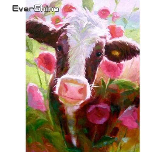 EverShine Full Drill Diamond Painting Animals Picture Of Rhinestones 5D Diamond Embroidery Cow Handicraft Cross Stitch Kits