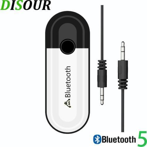 DISOUR Bluetooth 5.0 Receiver USB and 3.5mm AUX 2 in 1 Audio Wireless Adapter For Headphone Speaker Car Kit USB Dongle Upgraded