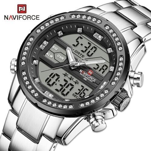NAVIFORCE Men Watches 2020 Luxury Military Sport Quartz Wristwatch Digital Chronograph Man Watch Blue Backlight Waterproof Clock