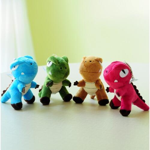 4 styles Cute 10 cm Dinosaur Plush Toy Kawaii Bag Backpack Pendant Keychain Stuffed Animals Kids for Children Birthday Gift Doll