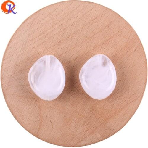 Cordial Design 90Pcs 25*30mm Acrylic Beads/Jewelry Accessories/White Lined Beads/Flat Oval Beads/DIY/Hand Made/Earring Findings