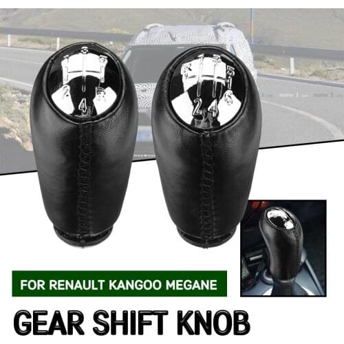 For Renault Scenic II MK2 Megane 2 Clio 3 III MK3 Car Gear Shift Knob Manual PU Leather Gear Lever Shifter Gaitor 5/6 Speed