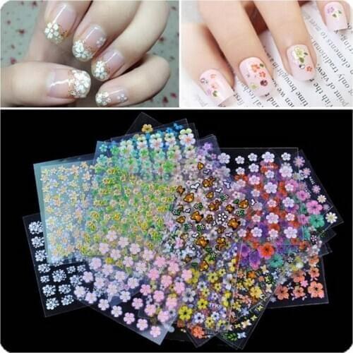 By dhl or ems 200 packs Nail 30 Sheet/pack Floral Design Patterns Nail Stickers Decals Manicure Tips 3D Nail Art Decorations