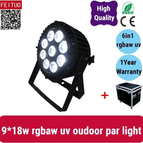 H- (8light + fly case) IP65 waterproof 9X18W RGBAW UV 6in1 colorful LED Par 64 Light Outdoor wedding christmas Par led