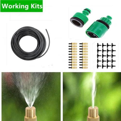 25m Brass Adjustable Misting Sprinkler Set Micro Drip Irrigation Plant Self Watering Garden Water Irrigation Kits Watering BC01