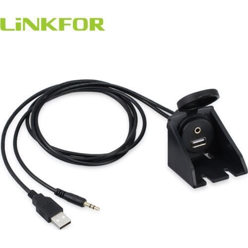 LiNKFOR Car Boat Dash Flush Mount USB 3.5mm 1/8 Aux Extension Cable Lead Mounting Panel Extension Panel Dash AUX In Input Socket