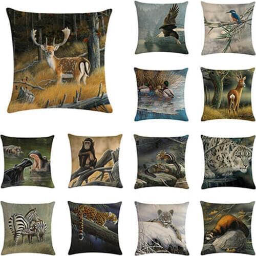 Fashion 18"Animals Cushion car Sofa Case Tigers&Birds Home Pillow Cover Decorative Linen