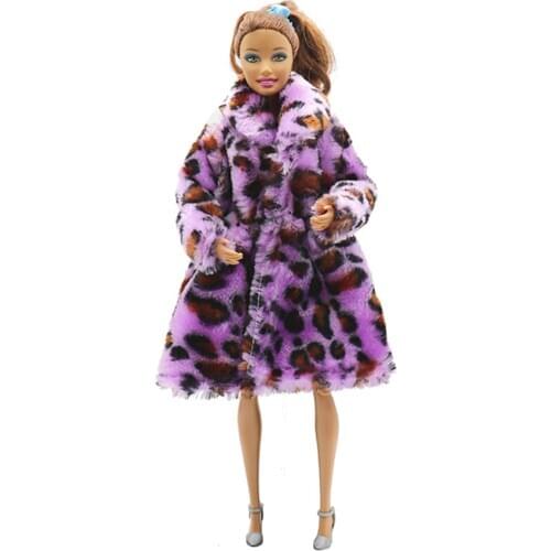 NK Handmade Doll Coat Fashion Purple Sweater Dresses Winter Party Wear Outfit Flannel Clothes for Barbie Doll Accessories 08E 5X