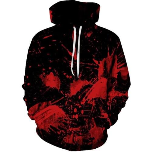 Novelty Horror pattern Hoodie Men Bloodstain Clothing Hoodie Funny Sweatshirt 3d Print Sportswear Unisex Clothing Autumn Winter