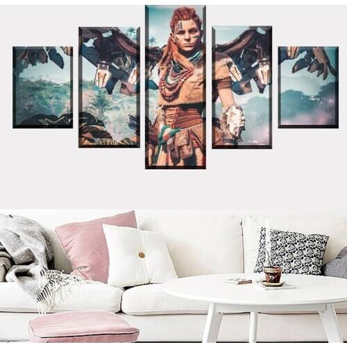 Game "Horizon Zero Dawn" Poster 5 Panel Modular Picture Canvas Painting Wall Artist Home Decoration HD Print
