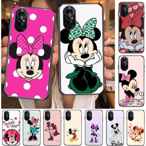 Minnie Mouse Hug Clear Phone Case For Huawei Honor 20 10 9 8A 7 5T X Pro Lite 5G Black Etui Coque Hoesjes Comic Fash design