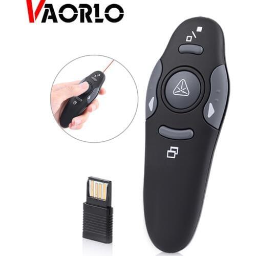 VAORLO Wireless Presenter Red Light Laser Pointer Pen PPT Presentation 2.4G RF Remote Control Page USB Flip Powerpoint Clicker