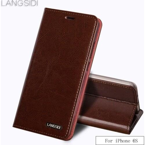 Luxury Flip three card oil wax skin flip phone holster For iPhone 6s phone case all handmade custom