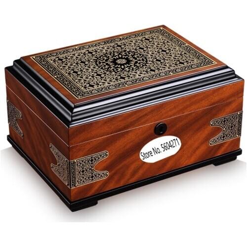 Luxury christmas gift cedar wood Cigar box large capacity double layer vintage moisturizing box cigar cabinet humidor HB-1052