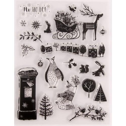 Christmas Animals Transparent Clear Silicone Stamp Seal DIY Scrapbook Rubber Stamping Coloring Embossing Diary Decor Reusable