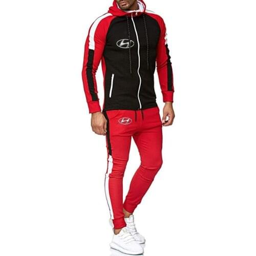 Hyundai Motor 2021 Spring and Autumn Hoodies Sweatpants Comfortable Cotton Harajuku Trousers Color matching Newest suit clothes