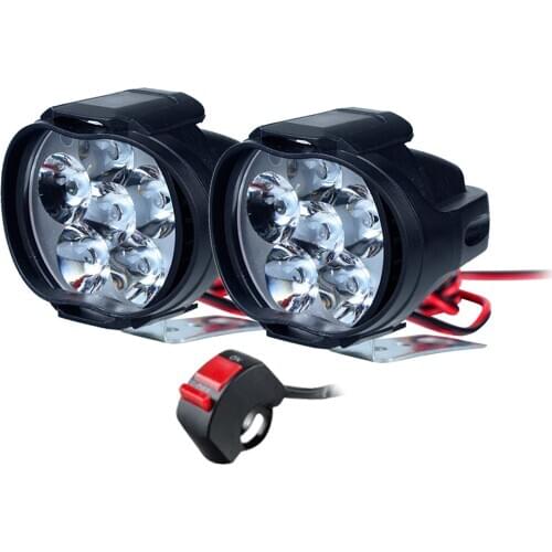 Universal LED Motorbike Headlight + Switch Head Light Black Fog Spotlight