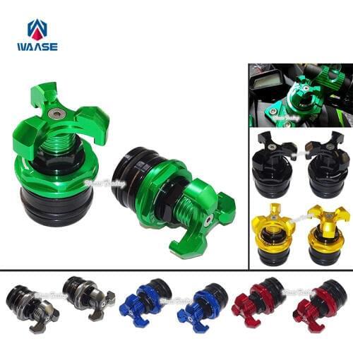 Waase Motorcycle Front Fork Top Cap Spring Preload Adjusters For KAWASAKI Ninja 250R 2008 2009 2010 2011 2012