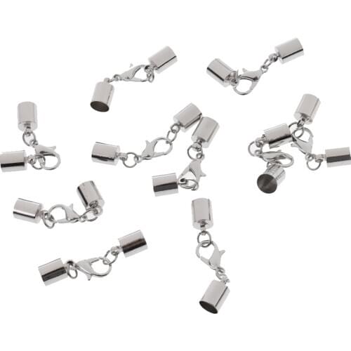 10x Brass Cord End Caps Lobster Clasps for DIY Jewelry Making Findings