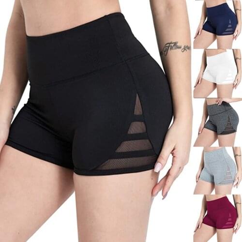 Womens Shorts Non-perspective Fitness Leggings Female Mesh Shorts Gym Yoga Shorts High Waist Sports Short Workout Running