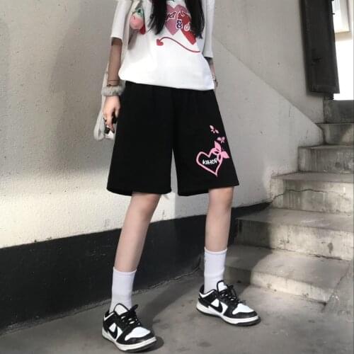 Harajuku Street Love Printed WomenS Shorts Loose Jogger Sports Pants Women 2021 Summer Clothing Chic Shorts