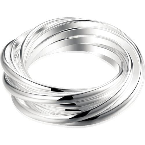 Low Price Silver color 9 laps Finger Ring Woman Fashion Jewelry Pretty Lovely Party Gift anel feminino Top Quality ANGELTEARS