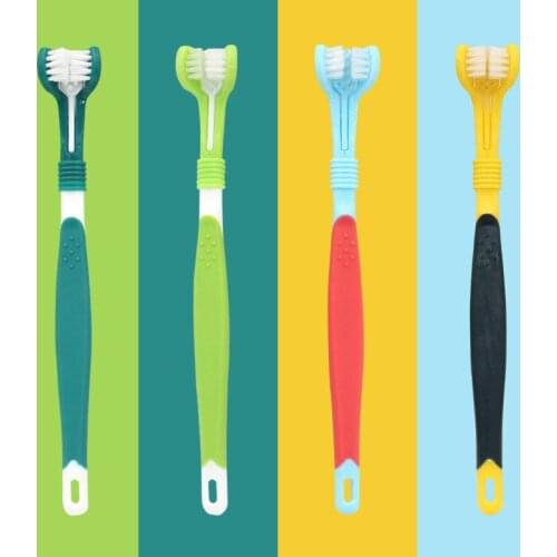 Pet Toothbrush Oral Cavity Cleaning Care Products Environmental Cat Medium Dog Cat Dog Three Head Toothbrush Perros Accesorios