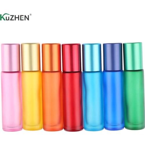 10ml Portable Frosted Colorful Thick Glass Roller Essential Oil Perfume Bottles 1pc