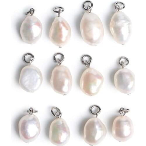 10 Pieces White Baroque Pearl Pendants 100% Freshwater Pearl Beads Water Drop Jewelry Holiday Party Gift HB7801