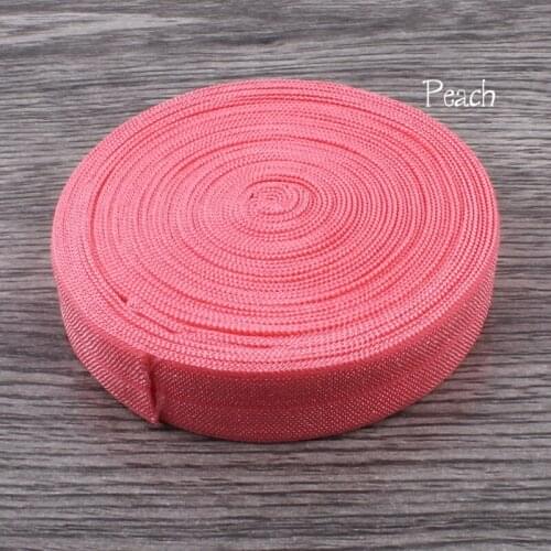 120Y OEM 5/8 Shiny Solid Highly-flexible Nylon Folded Over Elastic Webbing Ribbon Stretch FOE for Hair Tie/Hair Bows/Headbands